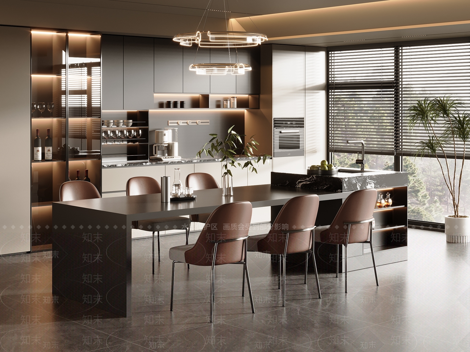 现代意式餐桌椅3D模型下载【ID:1195228151】