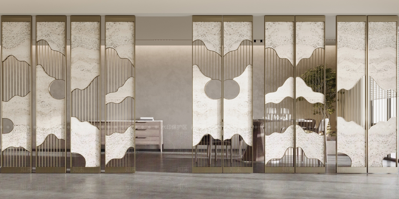 新中式中式隔断SU模型下载【ID:1195232183】