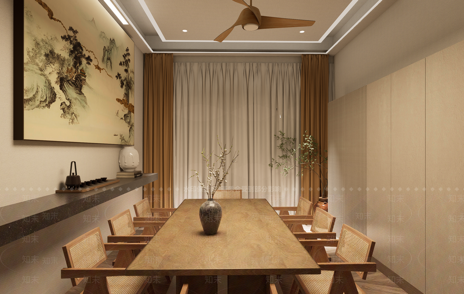 新中式复古包厢SU模型下载【ID:1195233310】