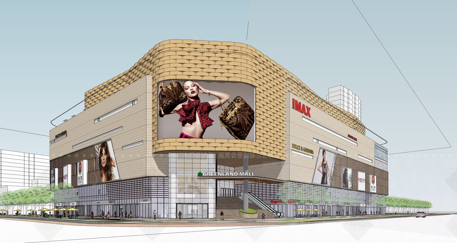 现代商场建筑SU模型下载【ID:1195238573】
