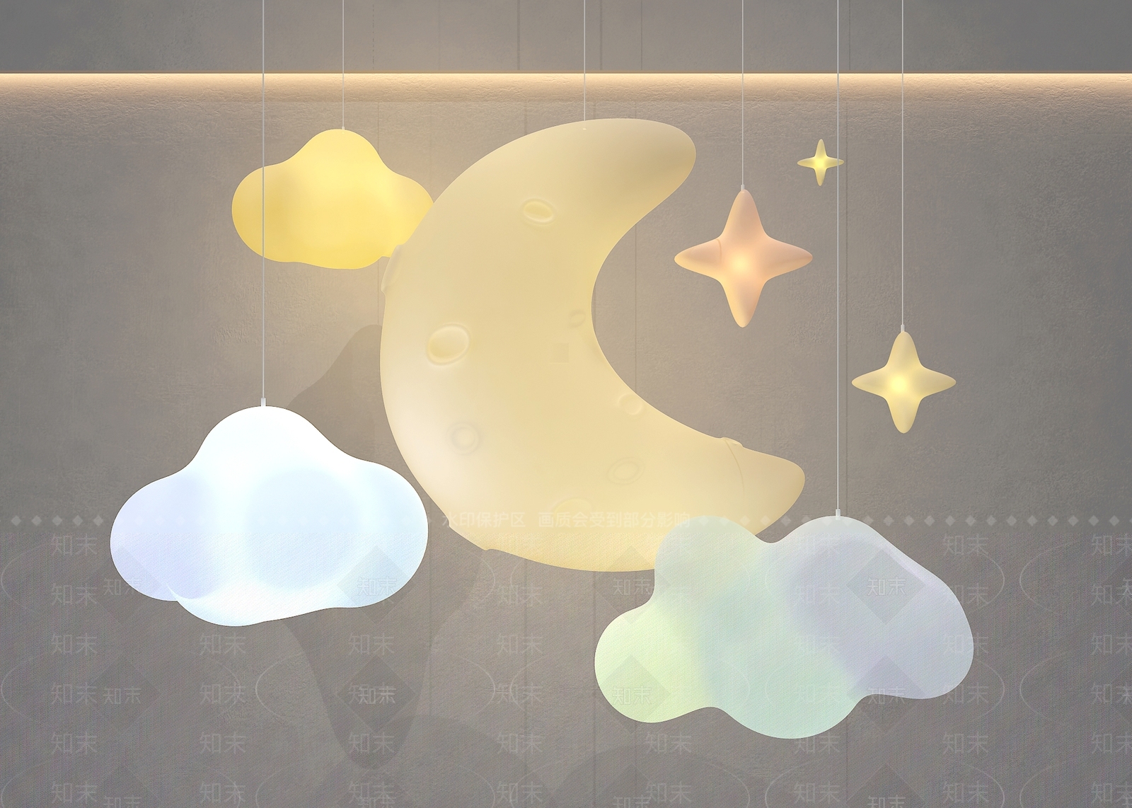 现代儿童房吊灯3D模型下载【ID:1195239199】