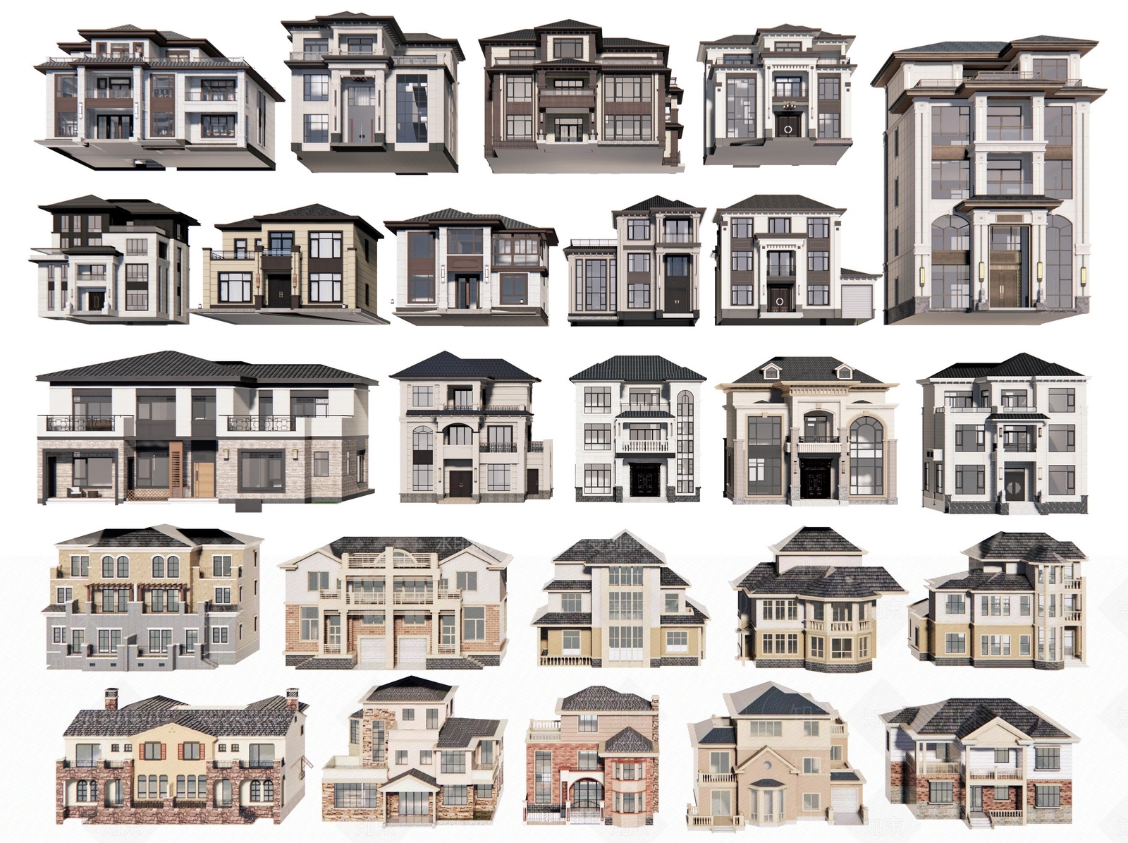 新中式独栋别墅3D模型下载【ID:1195245172】