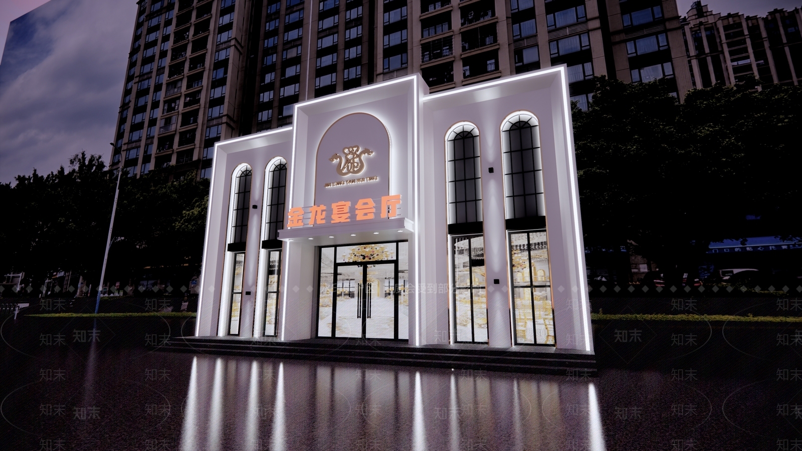 现代宴会厅SU模型下载【ID:1196199379】