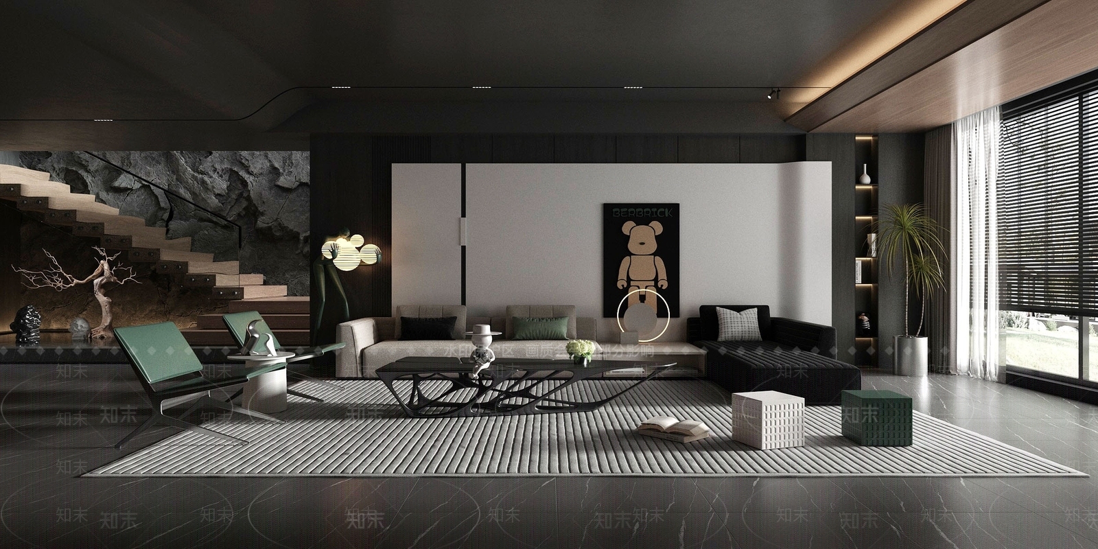 现代风格的客厅3D模型下载【ID:1195247732】