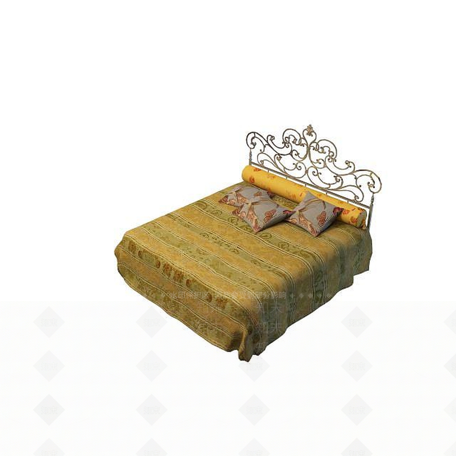 现代铁艺床3D模型下载【ID:1195249071】