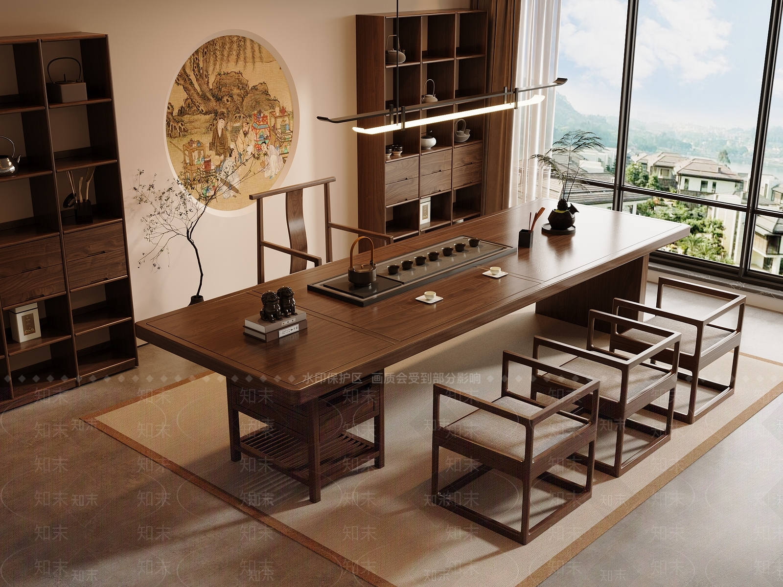 新中式中式茶桌椅3D模型下载【ID:1195249348】