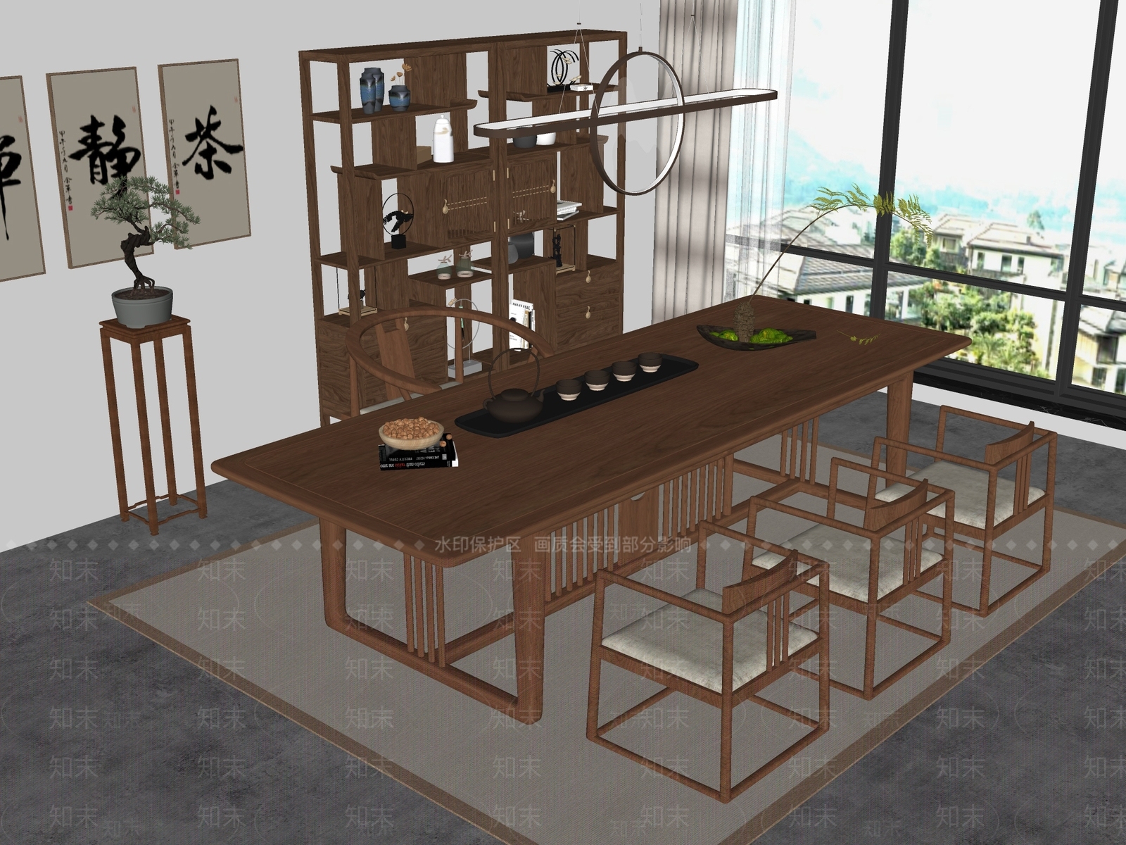 新中式中式茶桌椅SU模型下载【ID:1195249867】