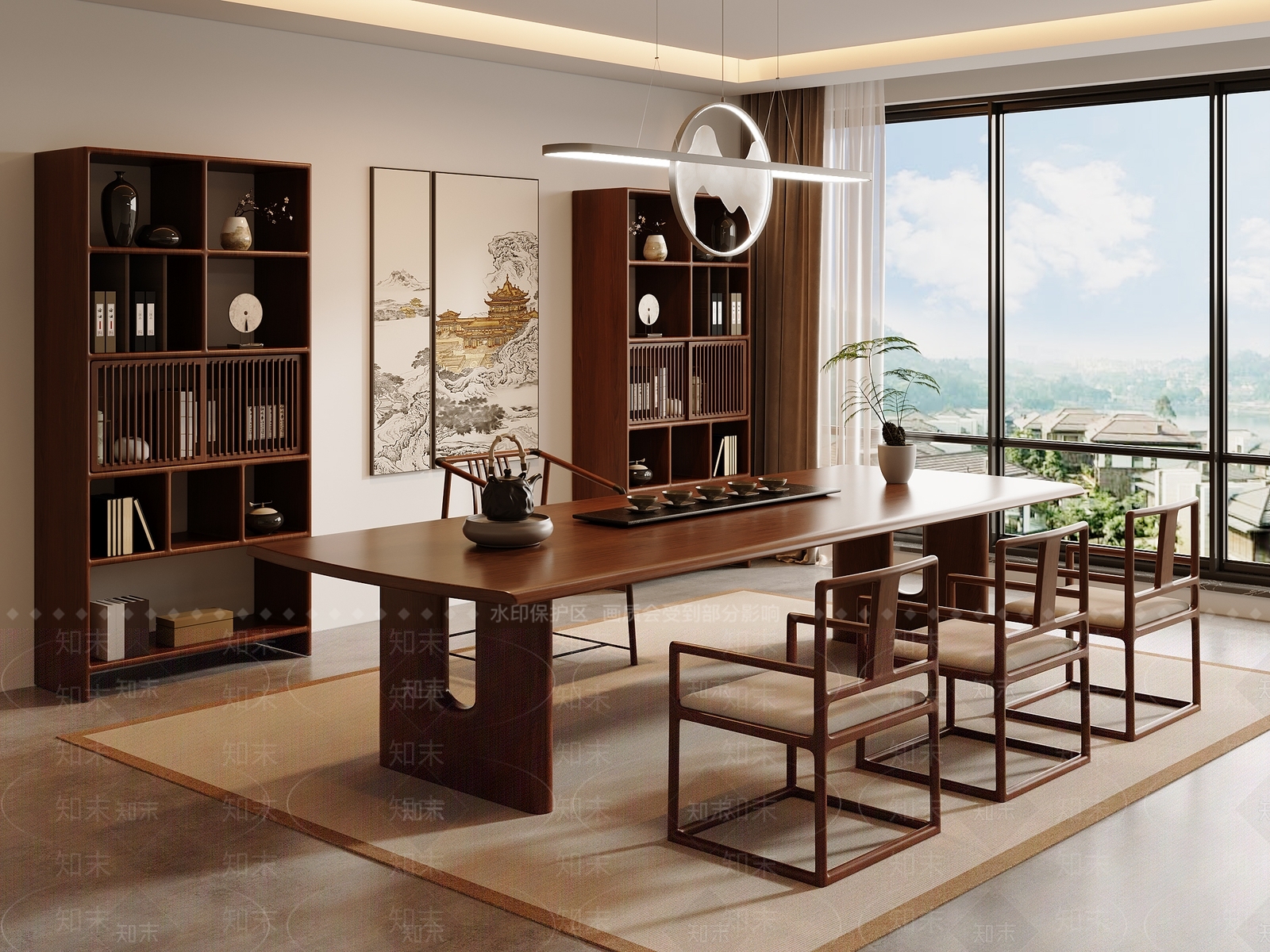 新中式中式茶室SU模型下载【ID:1195250186】