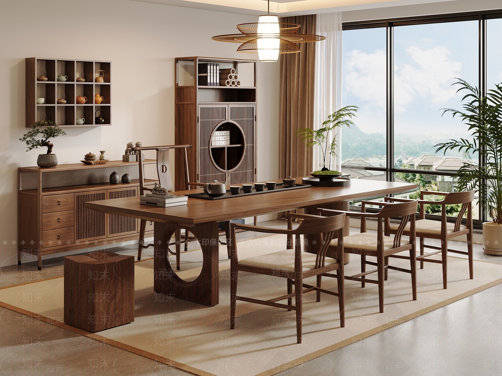 新中式中式茶室SU模型下载【ID:1195250485】