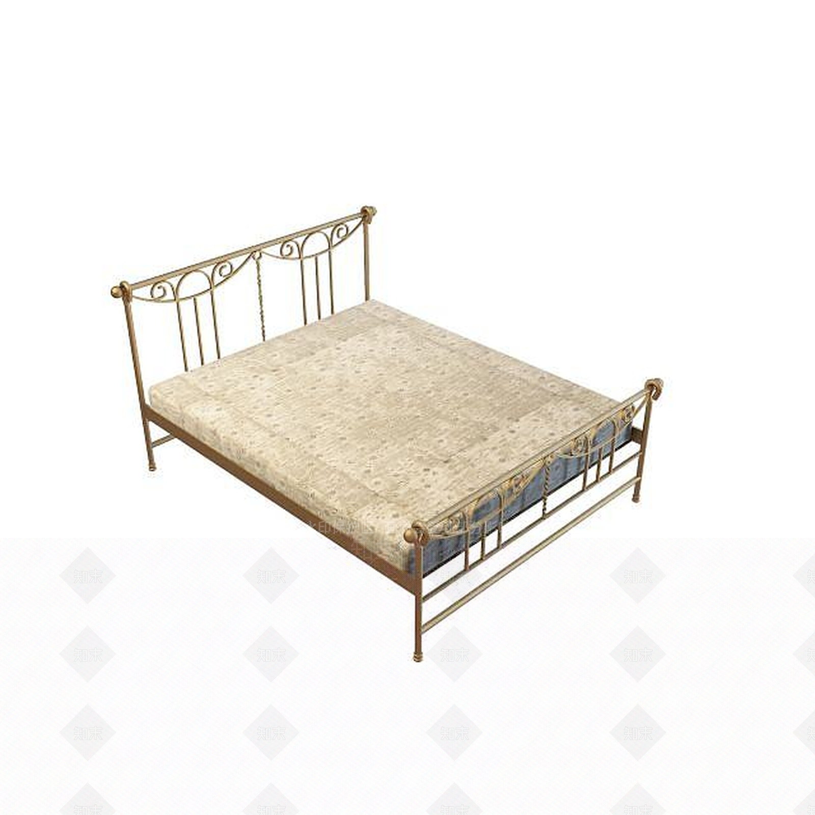 现代铁艺床3D模型下载【ID:1195250786】
