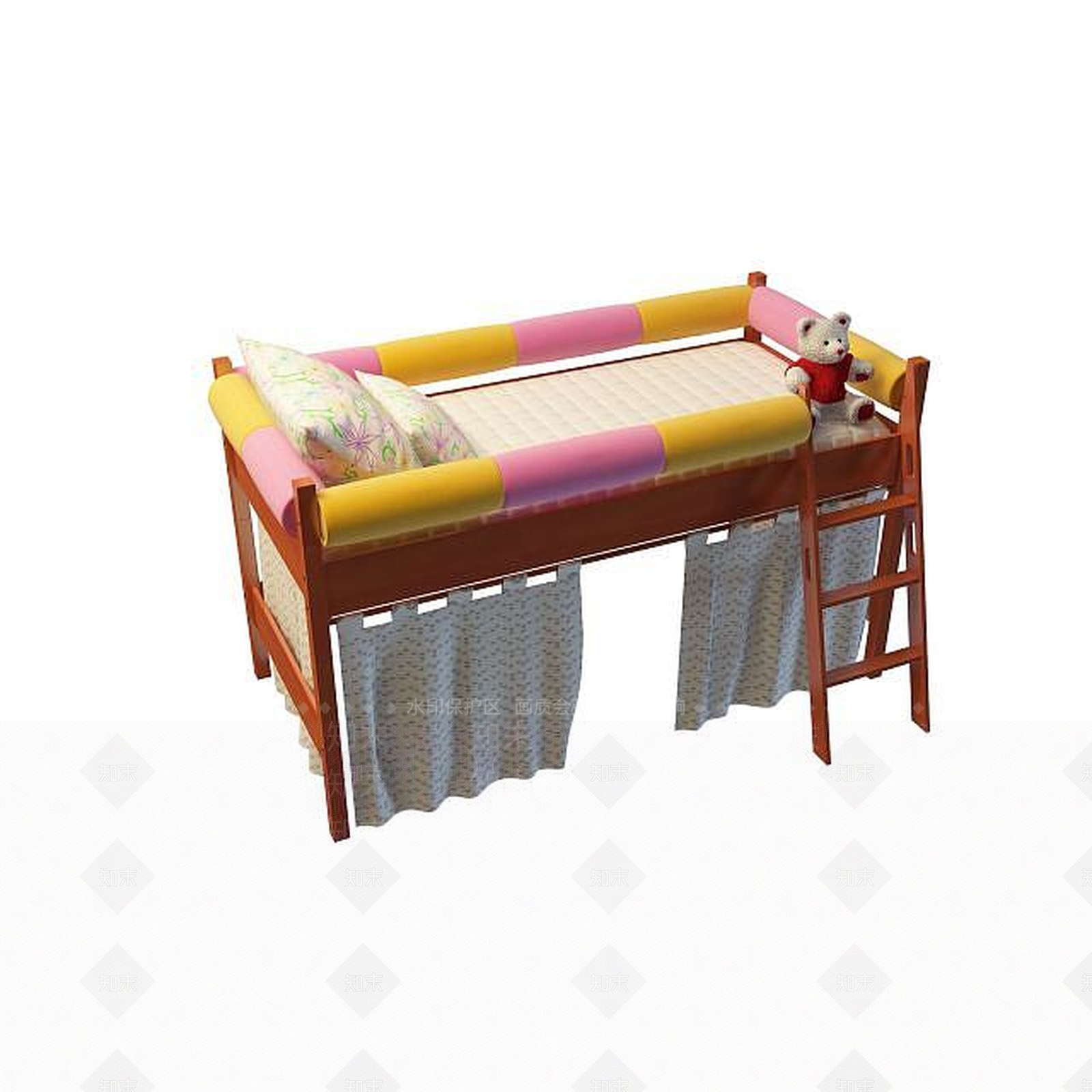 现代精美单人床3D模型下载【ID:1195251097】