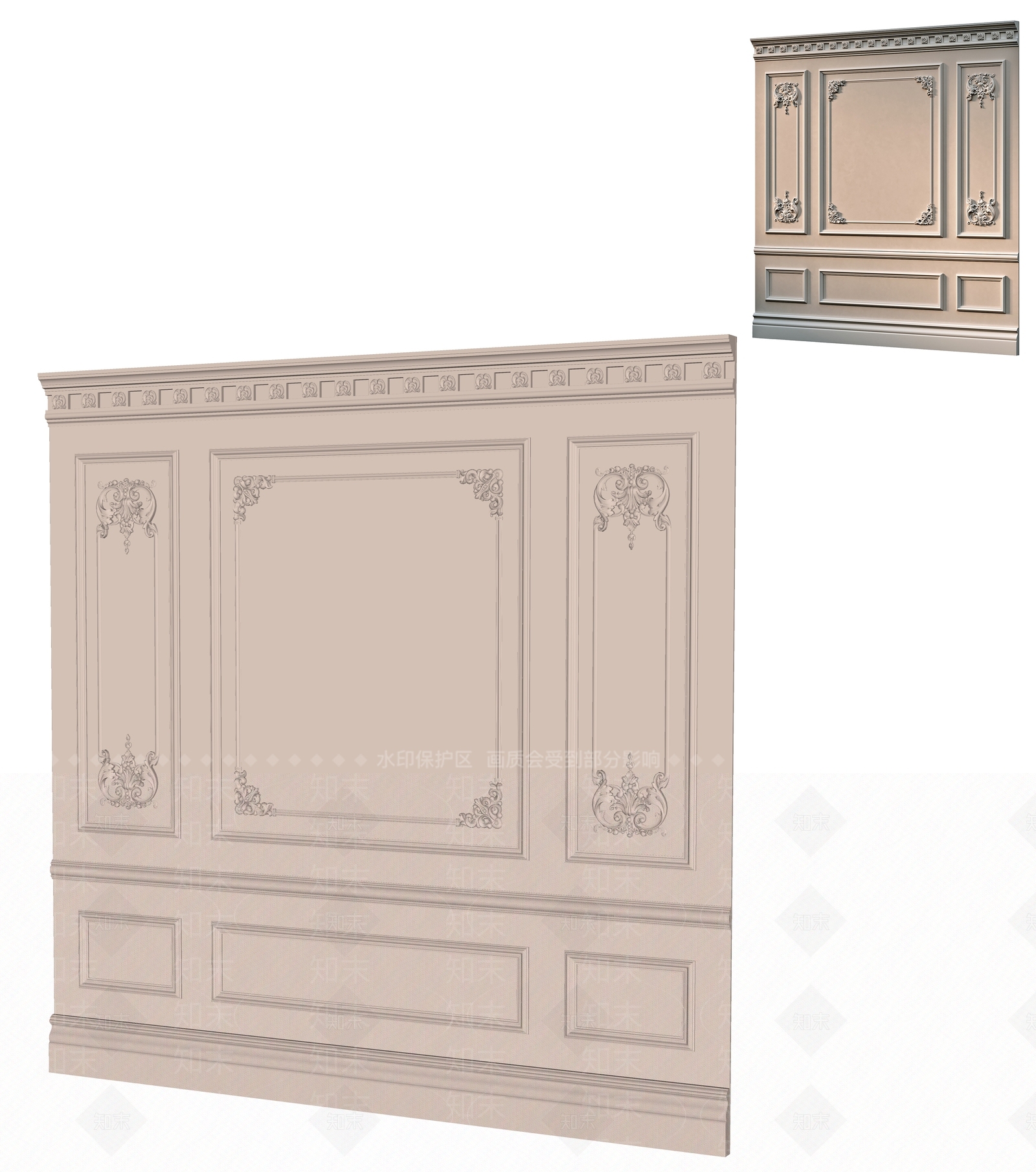 美式欧式护墙板SU模型下载【ID:1195253244】