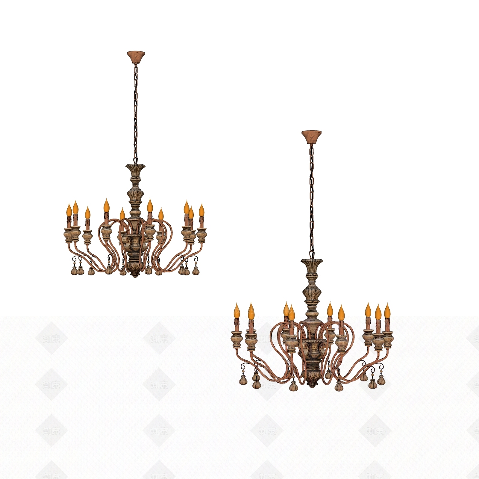美式欧式客厅吊灯3D模型下载【ID:1195257462】