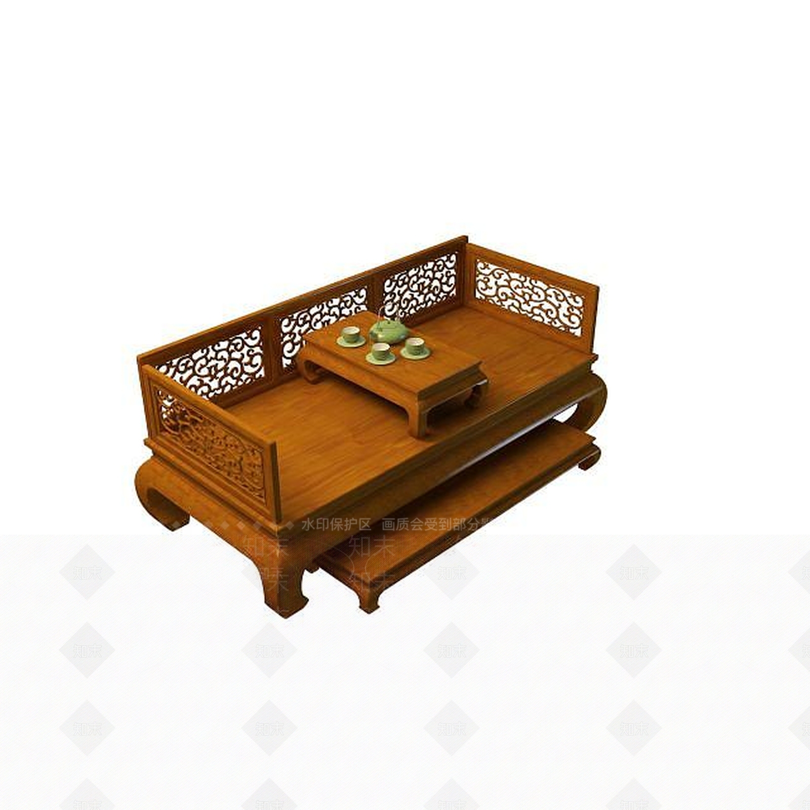 现代全实木罗汉床3D模型下载【ID:1195257212】