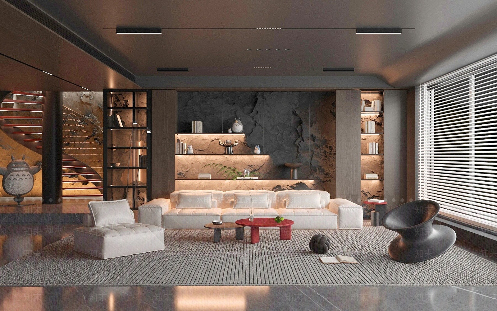 现代风格的客厅3D模型下载【ID:1195257434】