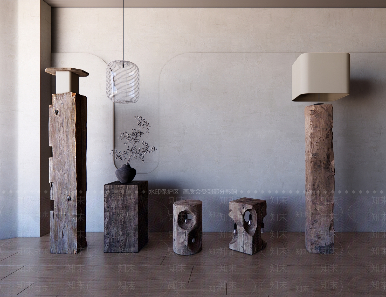 中式侘寂落地灯SU模型下载【ID:1195258069】