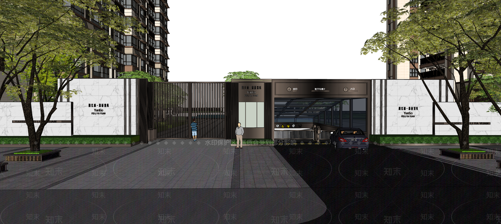 现代新中式入口大门SU模型下载【ID:1195258675】