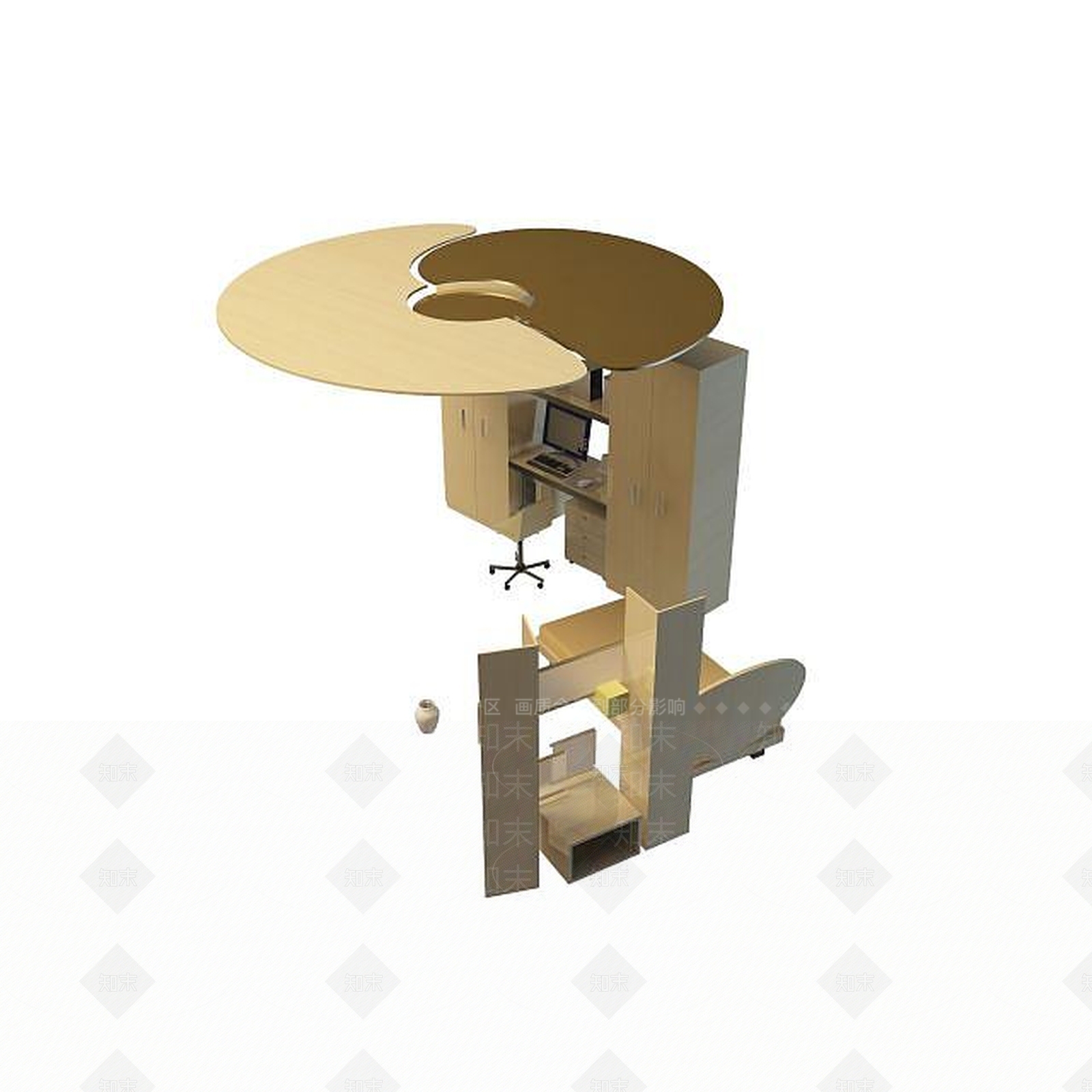 现代实木单人床3D模型下载【ID:1195260685】