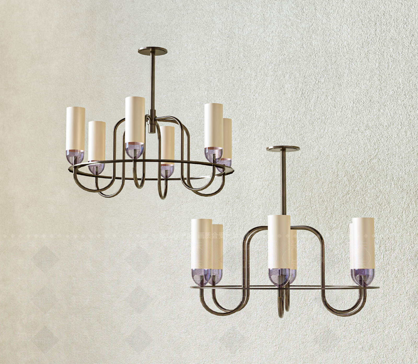法式美式客厅吊灯3D模型下载【ID:1195261281】