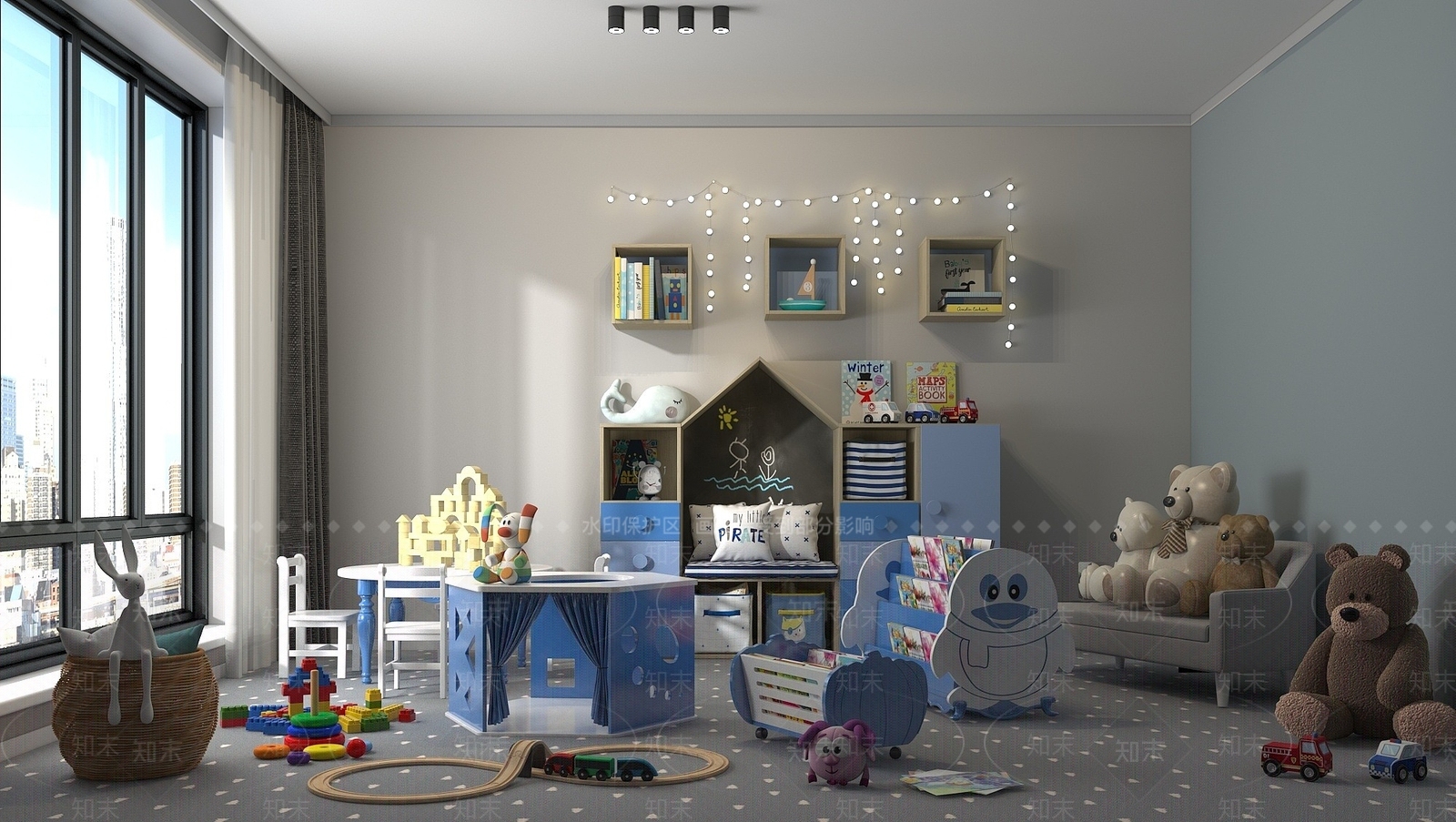 现代儿童小书柜企鹅南瓜书柜3D模型下载【ID:1195261826】