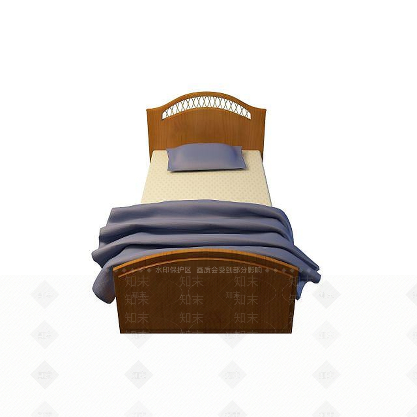 中式单人床3D模型下载【ID:1195262058】
