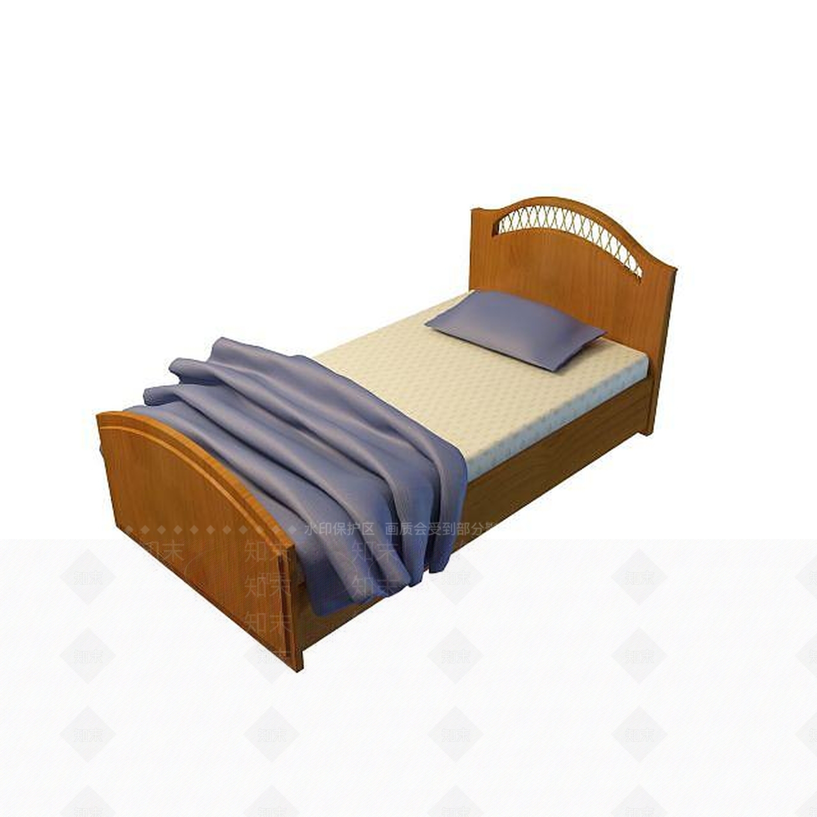 中式单人床3D模型下载【ID:1195262058】