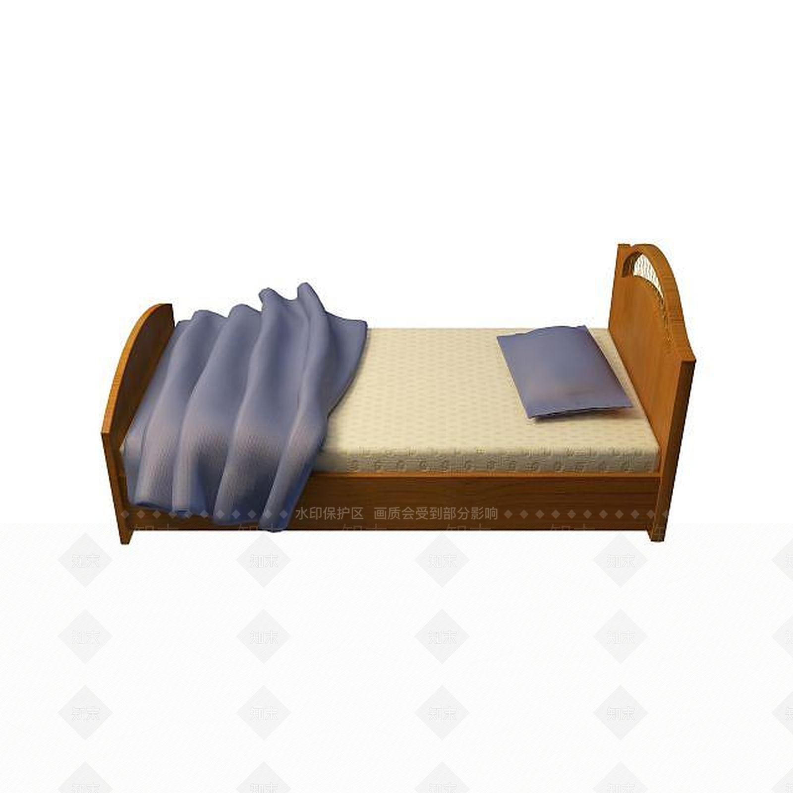 中式单人床3D模型下载【ID:1195262058】