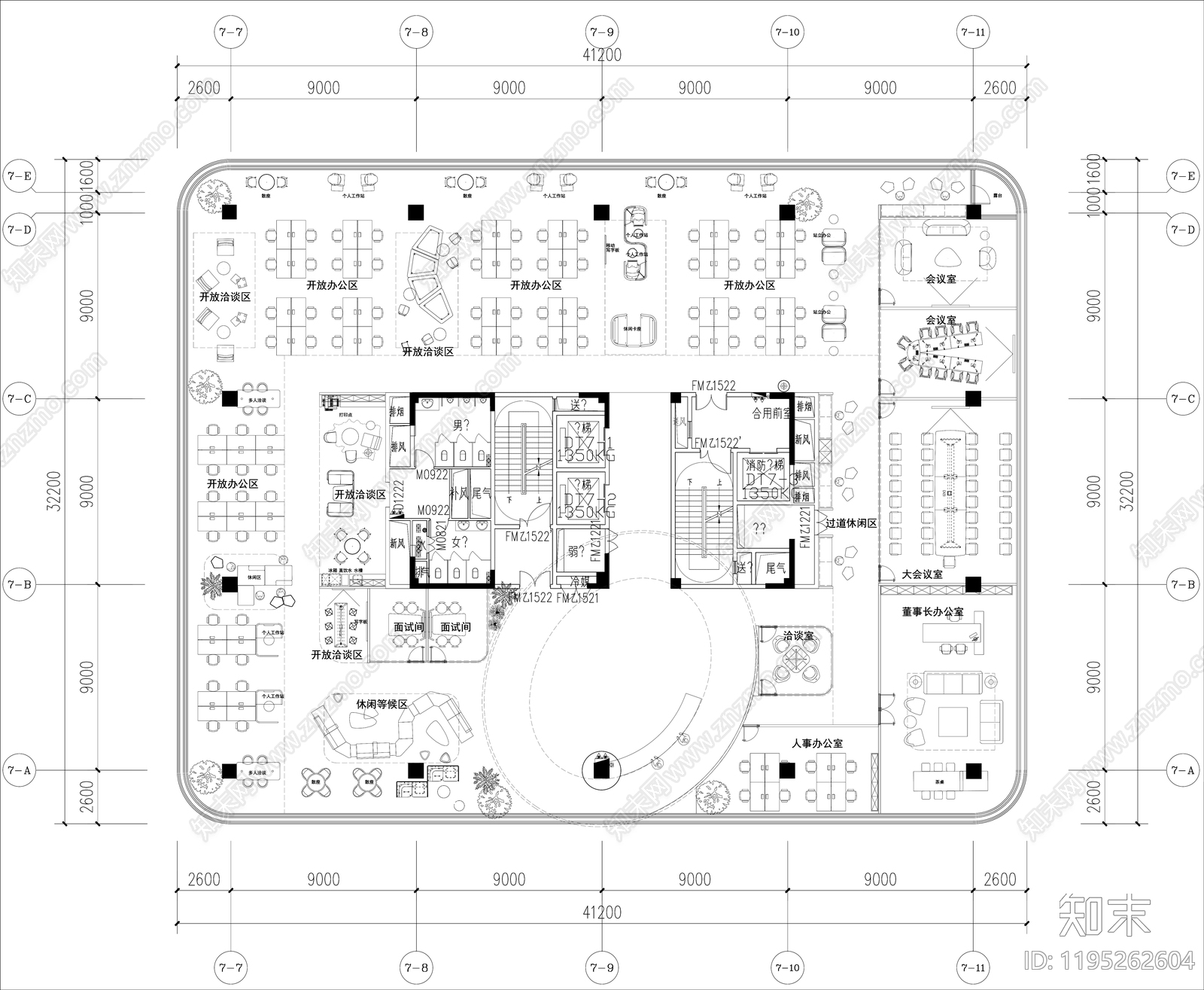 现代整体办公空间施工图下载【ID:1195262604】