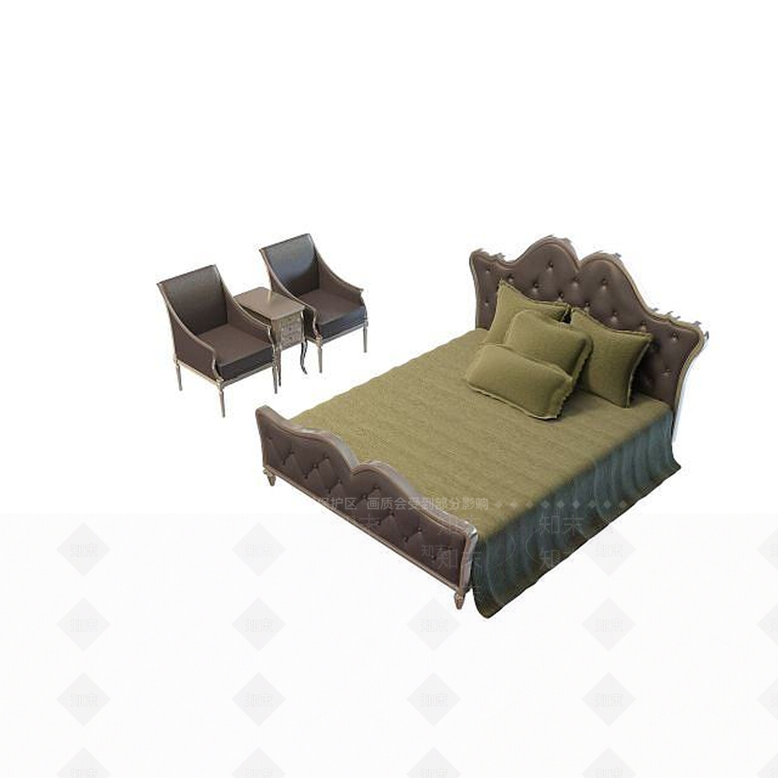 现代皮质软包床3D模型下载【ID:1195264160】