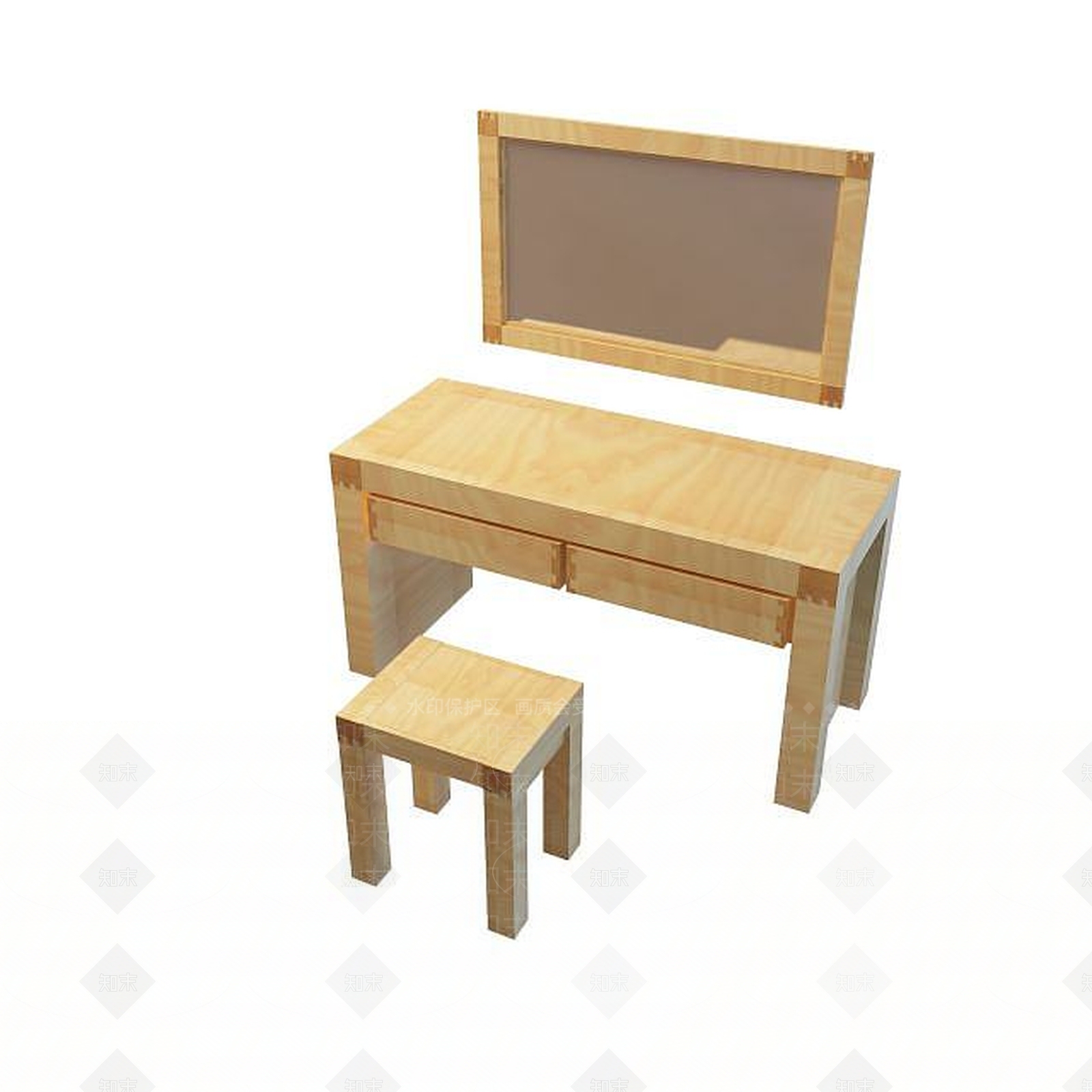 现代实木梳妆桌3D模型下载【ID:1195265049】