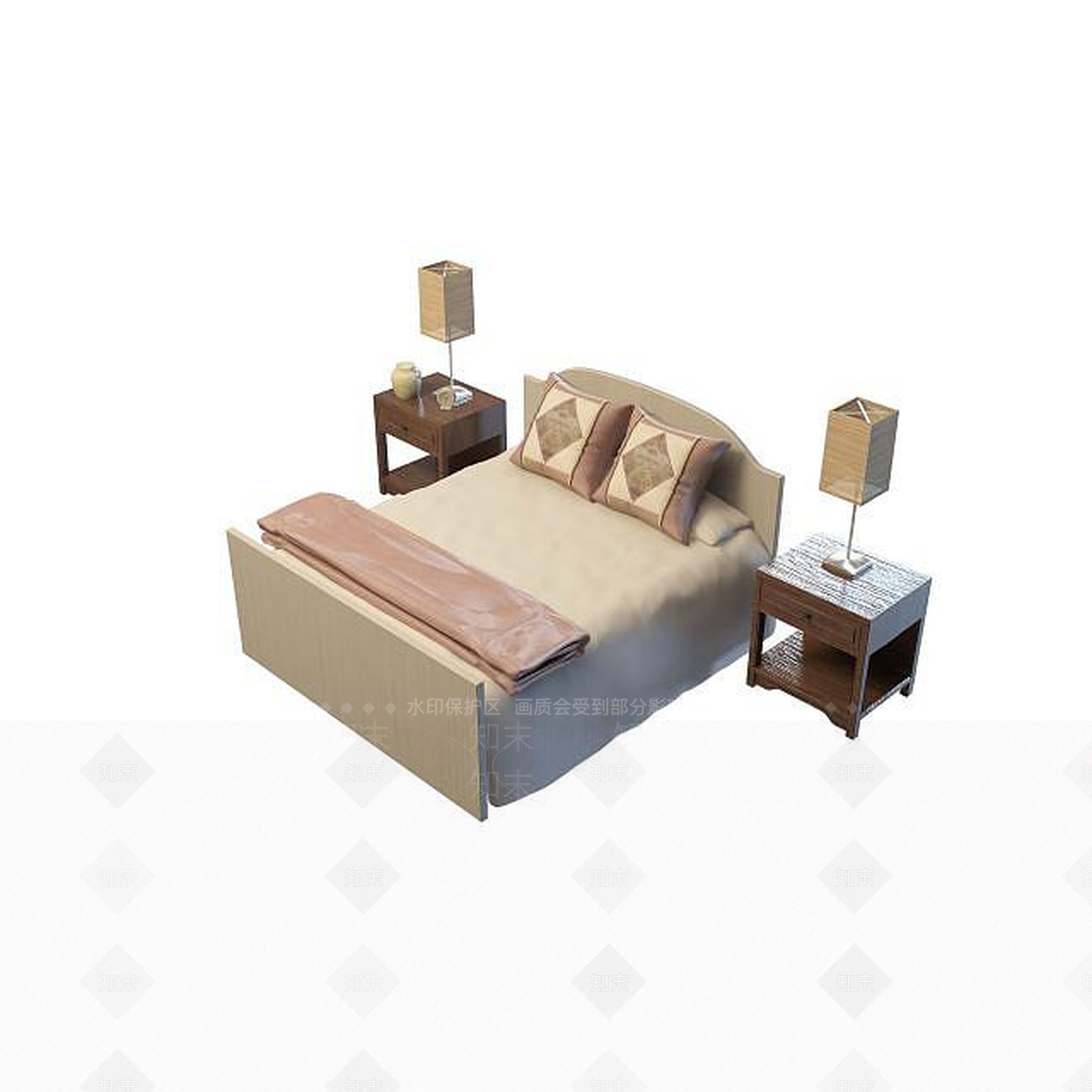 现代简约大床3D模型下载【ID:1195265198】