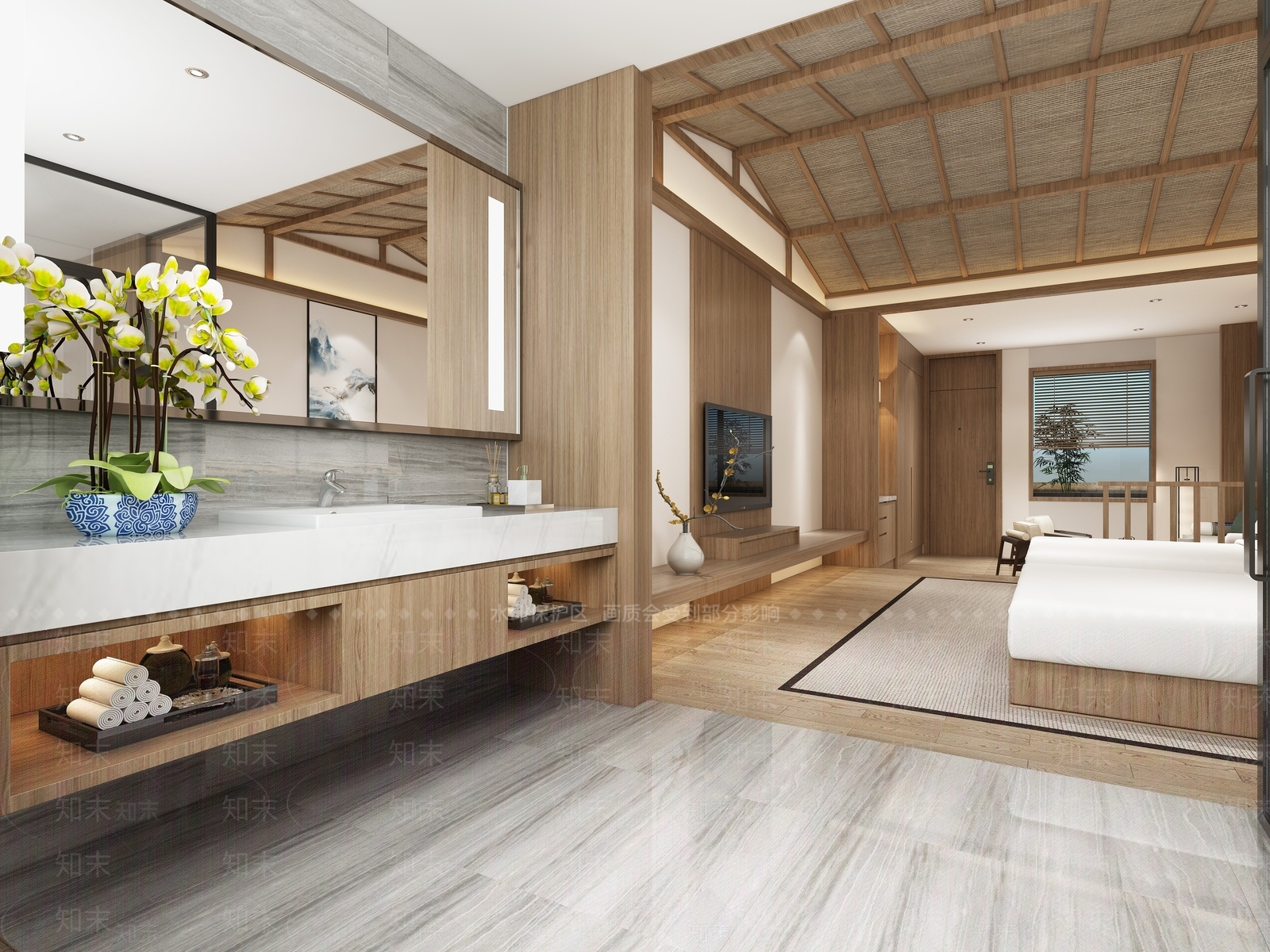 现代酒店客房3D模型下载【ID:1195265483】