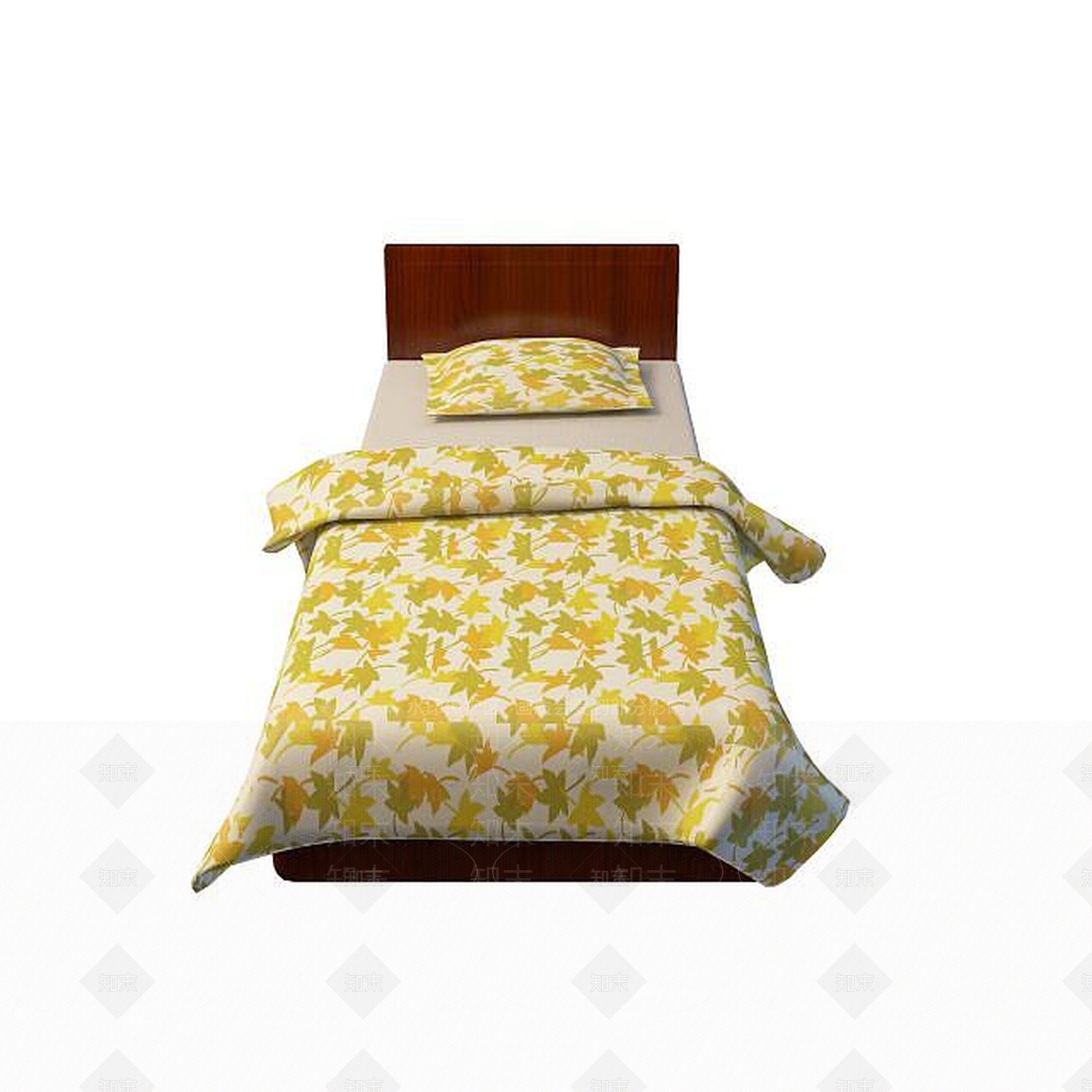 现代酒店单人床3D模型下载【ID:1195265546】