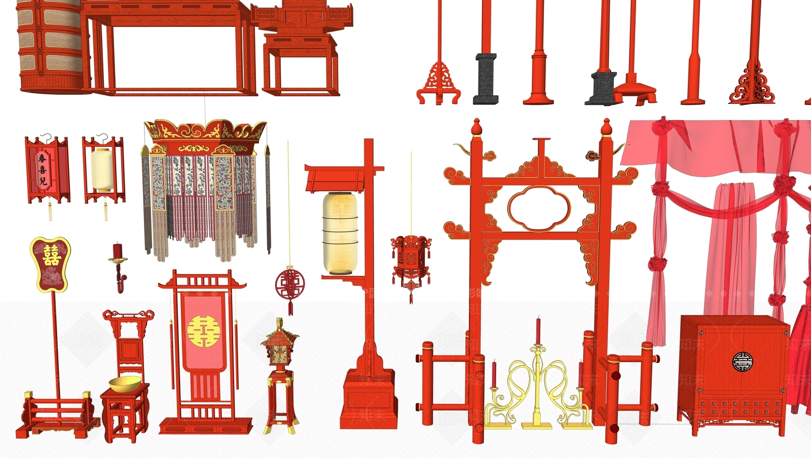 中式新中式其他小品SU模型下载【ID:1195266358】