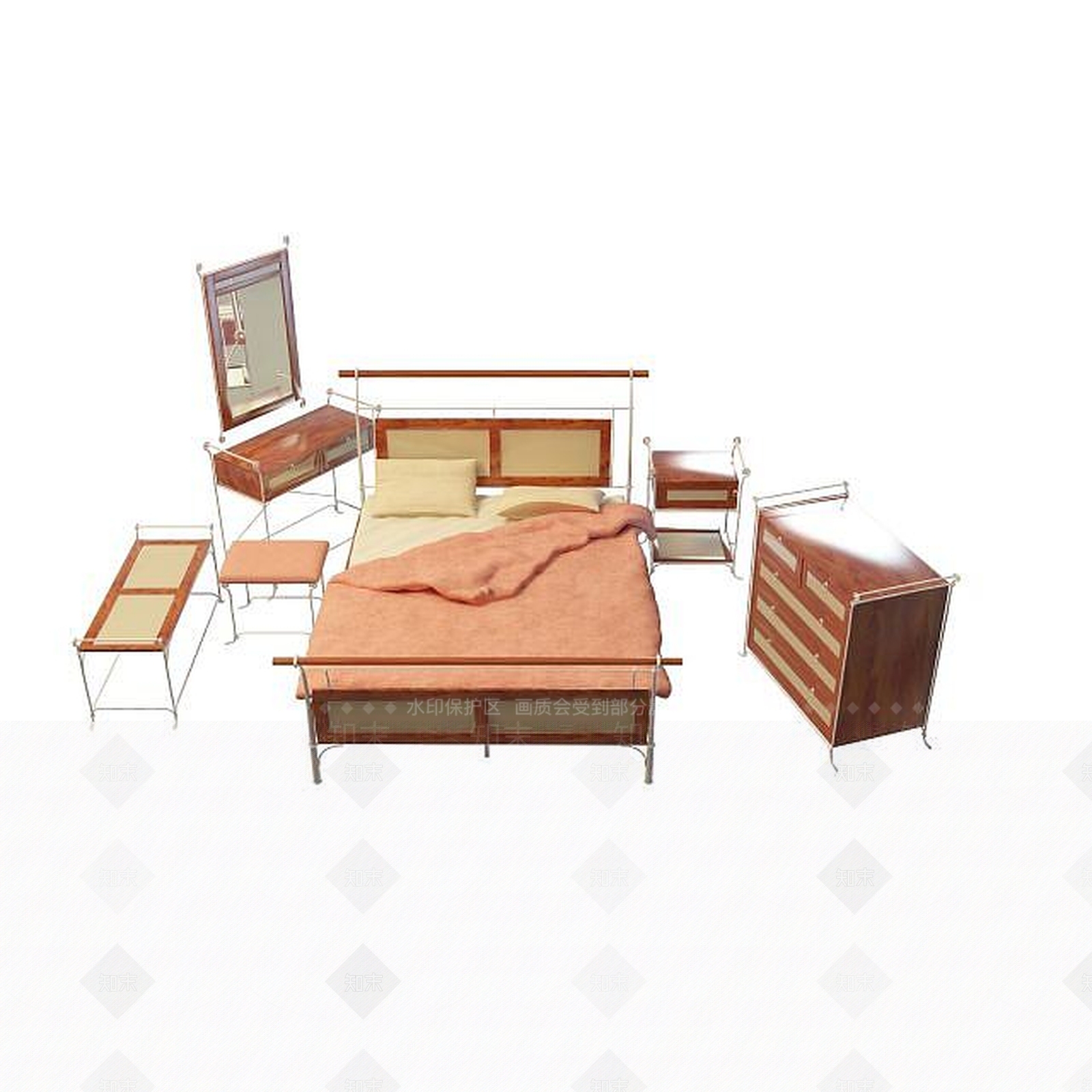 现代简约大床3D模型下载【ID:1195266551】