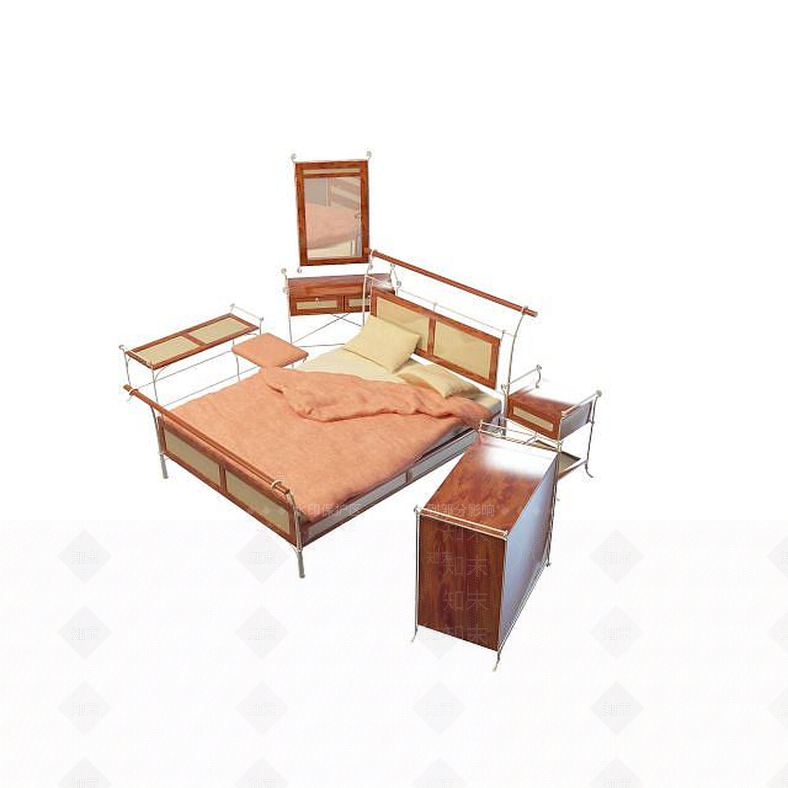 现代简约大床3D模型下载【ID:1195266551】