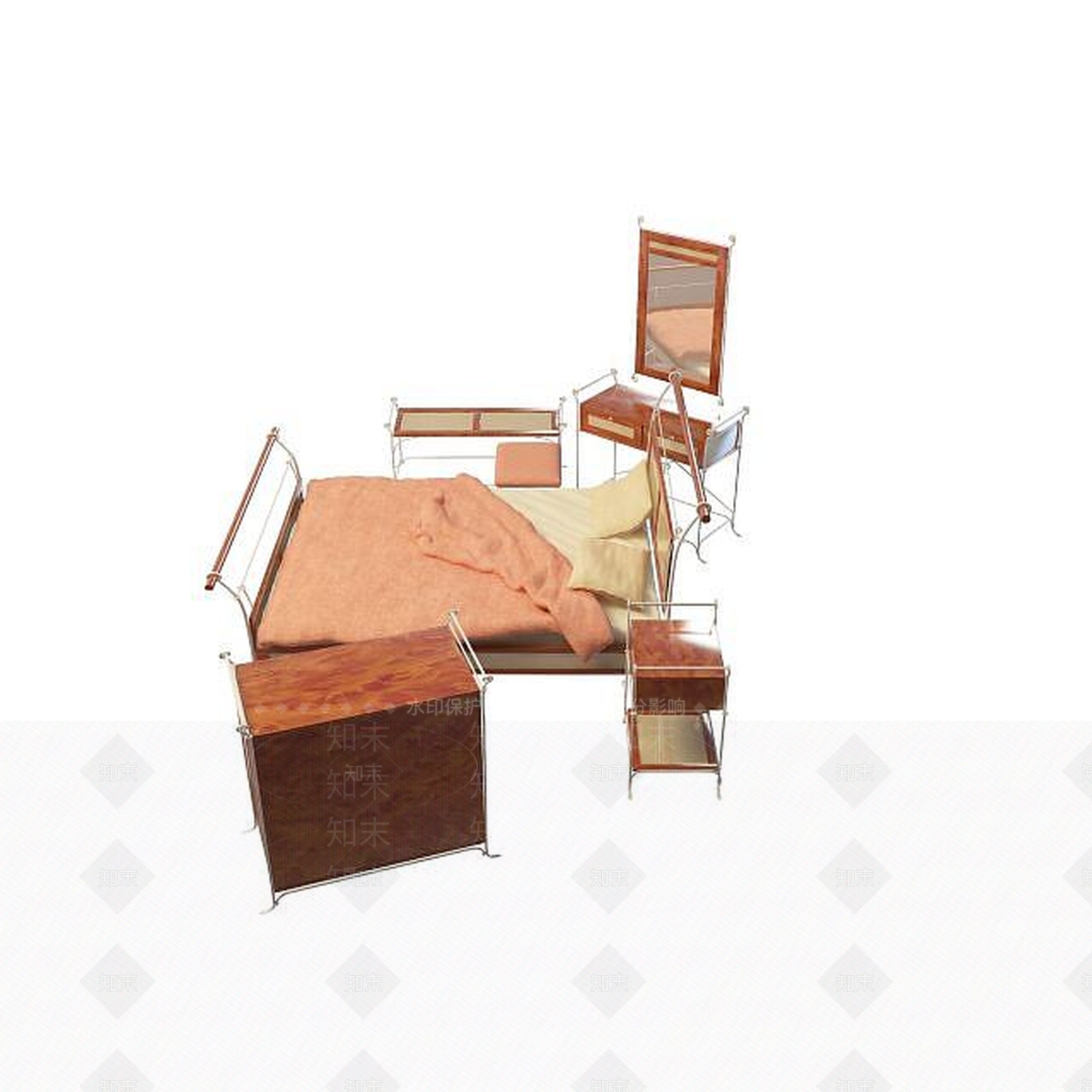 现代简约大床3D模型下载【ID:1195266551】