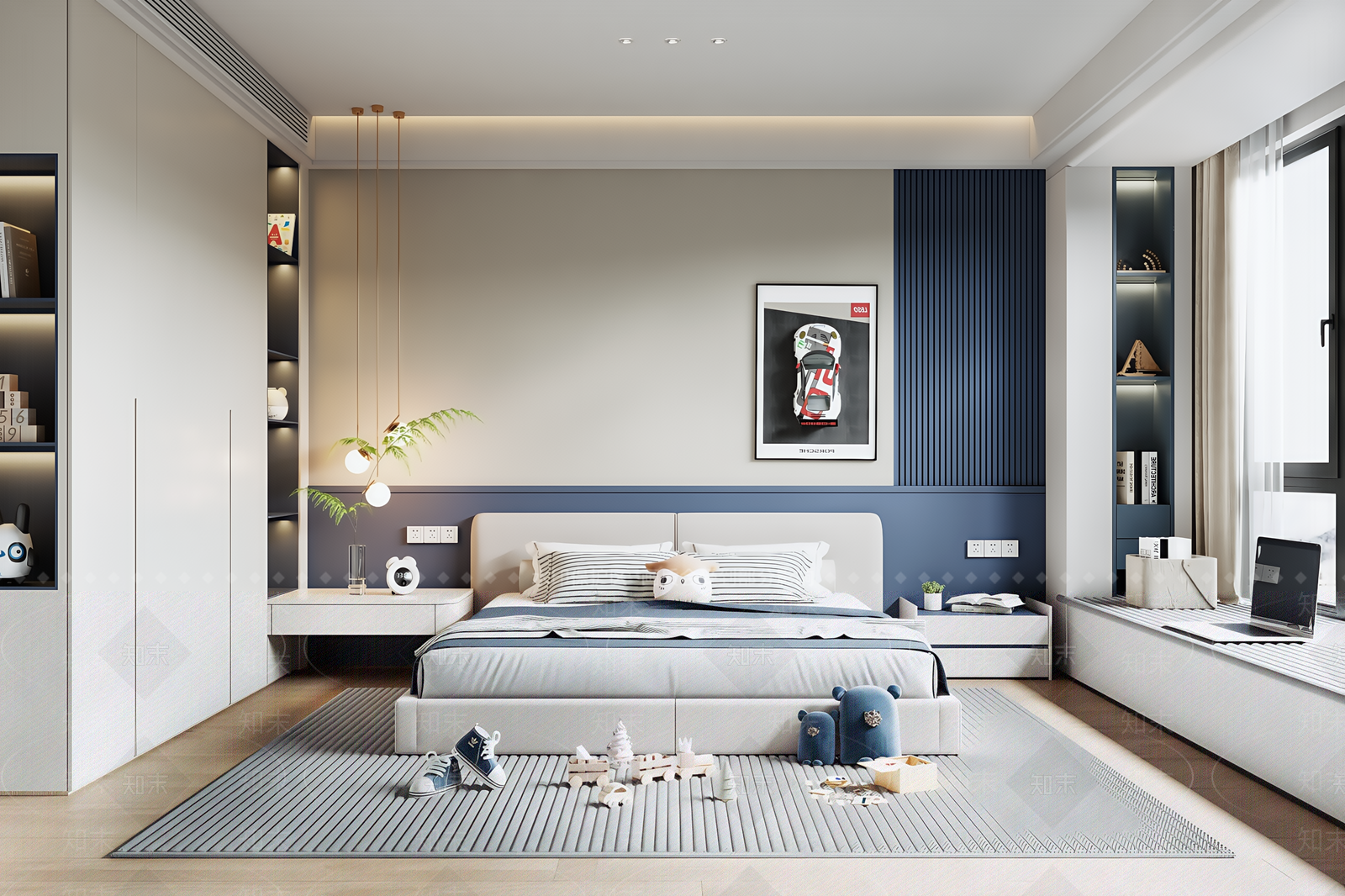 现代男孩房3D模型下载【ID:1195267389】