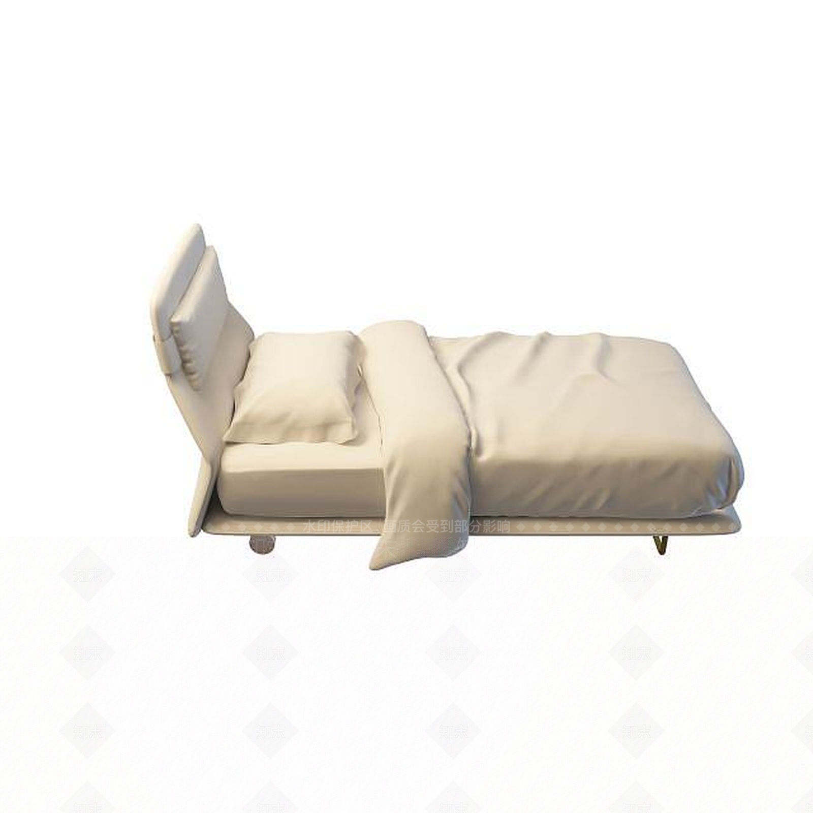 现代单人床3D模型下载【ID:1195266992】