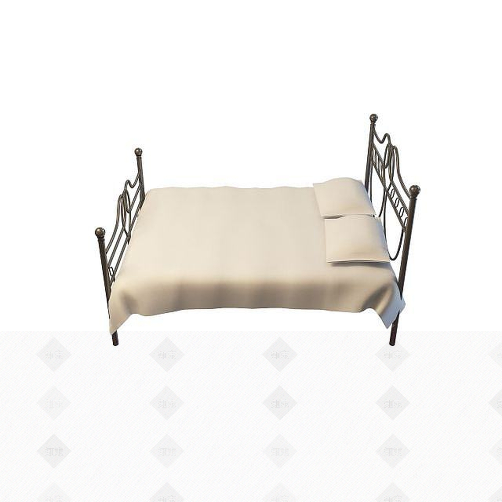 现代简约铁艺床3D模型下载【ID:1195268664】