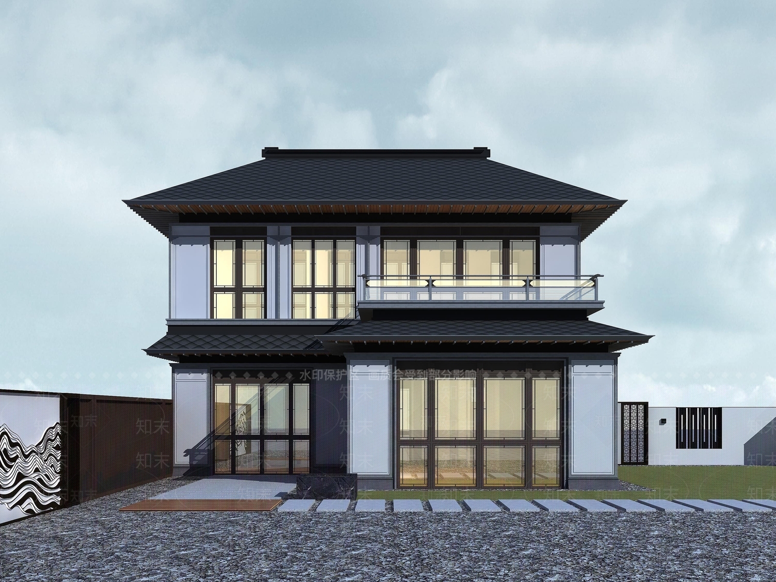 新中式别墅住宅3D模型下载【ID:1195269443】
