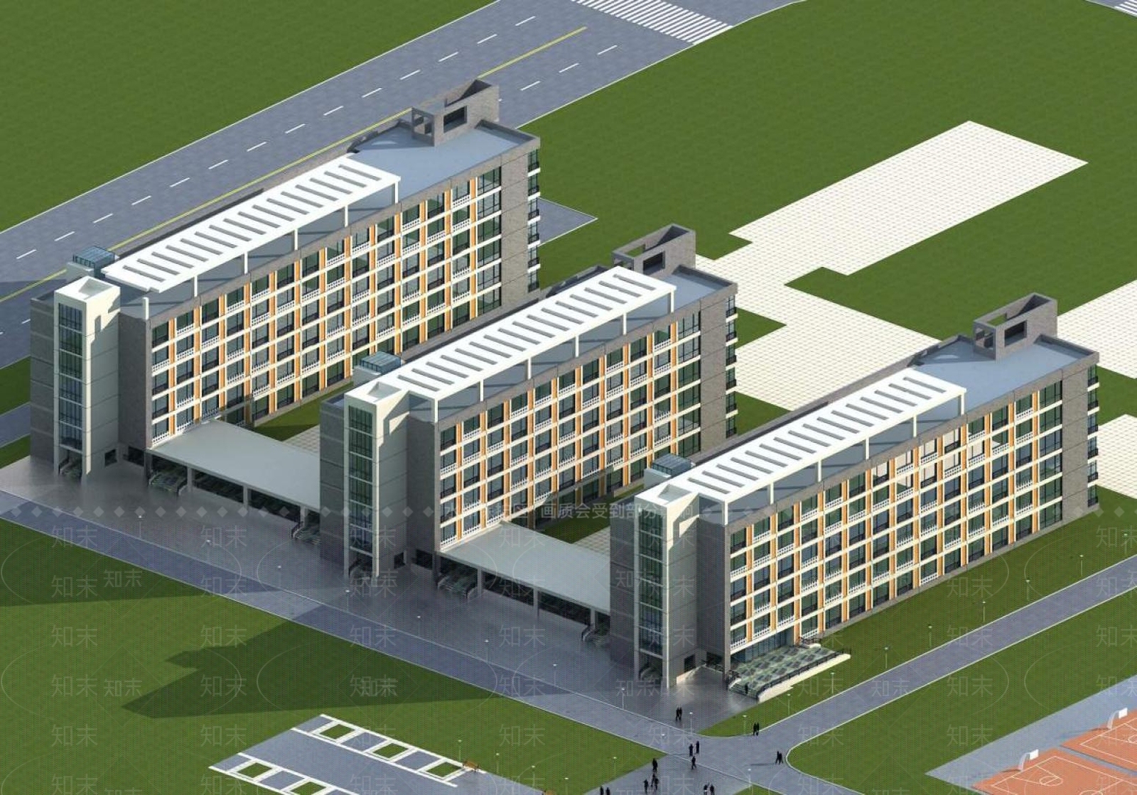 现代学校外观3D模型下载【ID:1195269607】