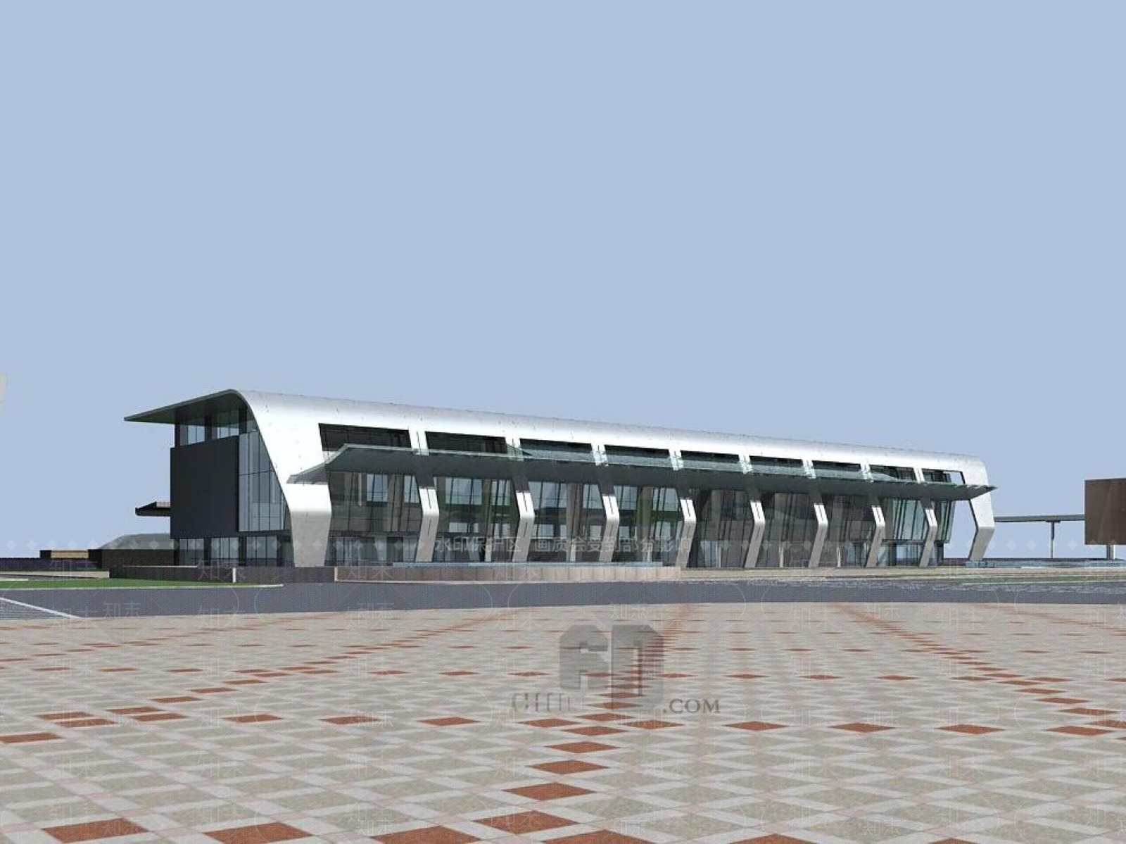现代车站外观3D模型下载【ID:1195270936】