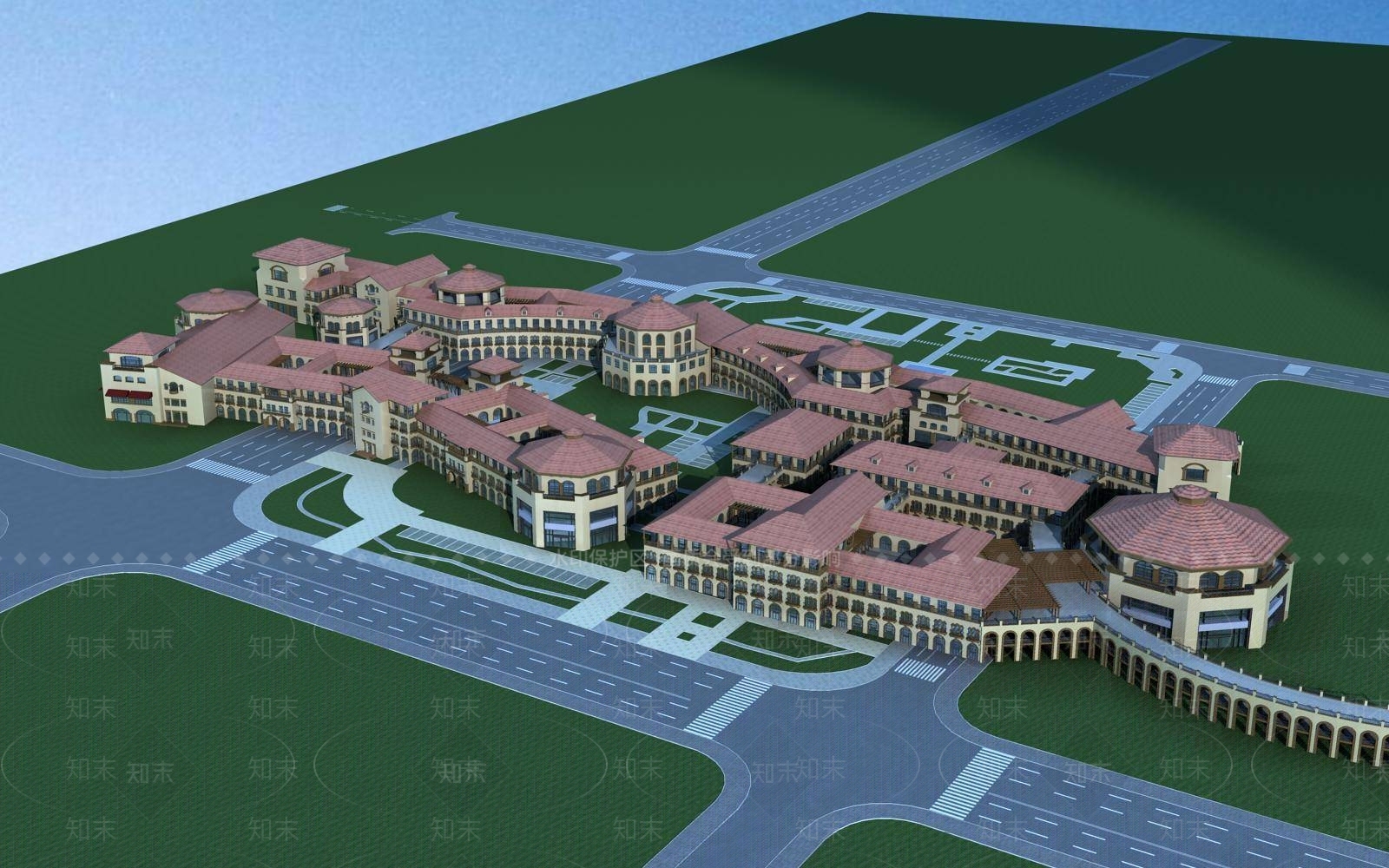 欧式商业街3D模型下载【ID:1195271590】