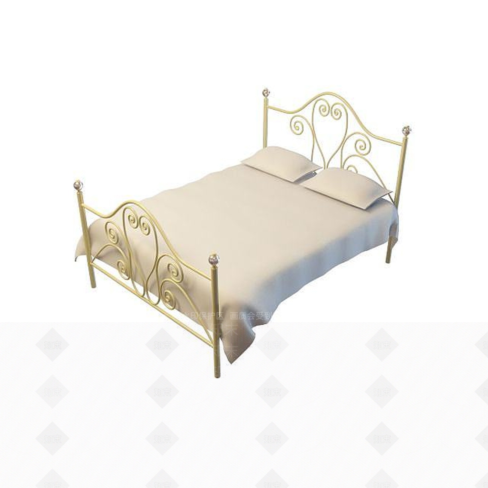 现代铁艺床3D模型下载【ID:1195271691】