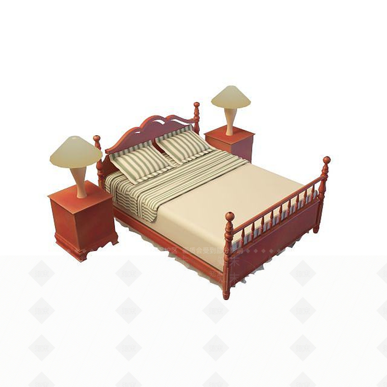 中式大床3D模型下载【ID:1195271716】