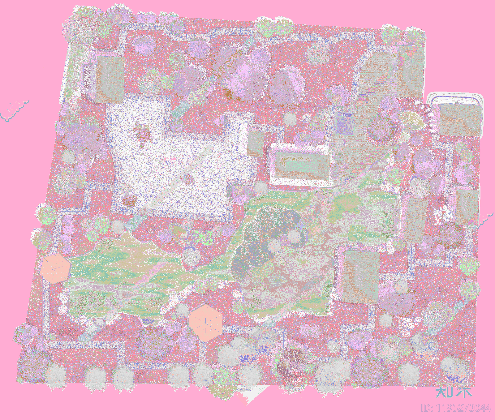 现代中式景观彩平图下载【ID:1195273044】