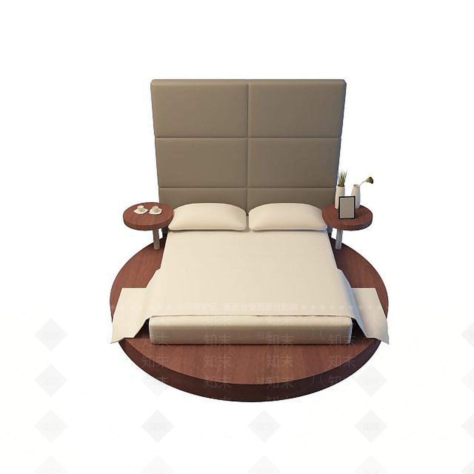 现代圆床3D模型下载【ID:1195272886】