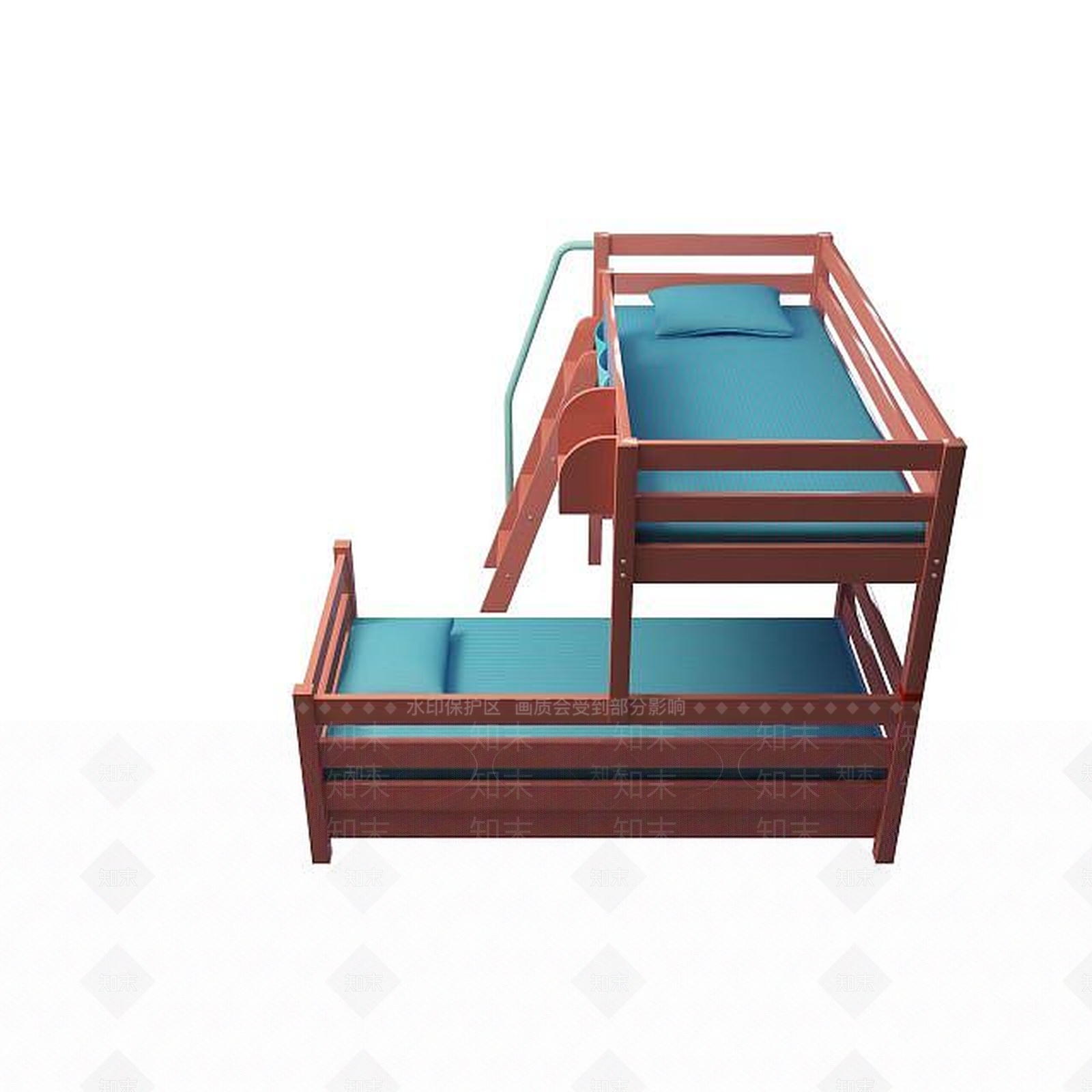 现代实木高低床3D模型下载【ID:1195273071】