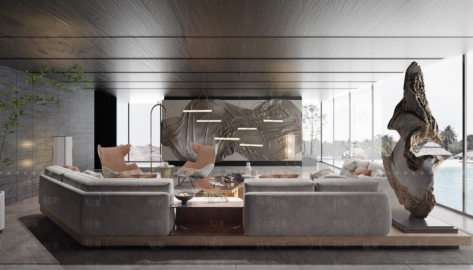 现代风格的客厅3D模型下载【ID:1195273206】